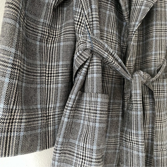 Handmade Blue Plaid Belted Coat - Picture 4 of 16